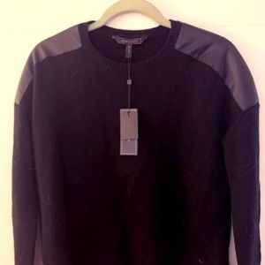 NWT BCBG Max Azria Wool Faux Leather Sweater